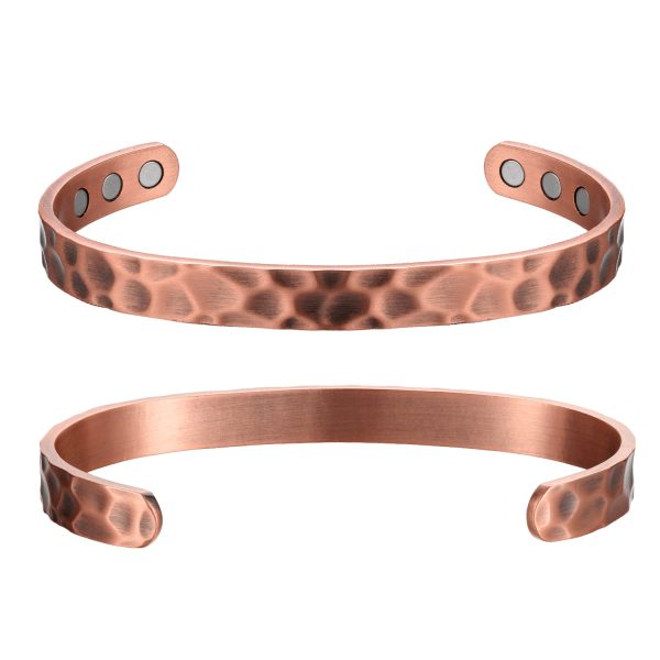 Hammered Copper Therapy Bracelet with 6 Neodymium Magnets - Magnetic therapy - Image 4