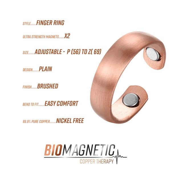 Plain Copper Healing Ring R5 Magnetic info graphic