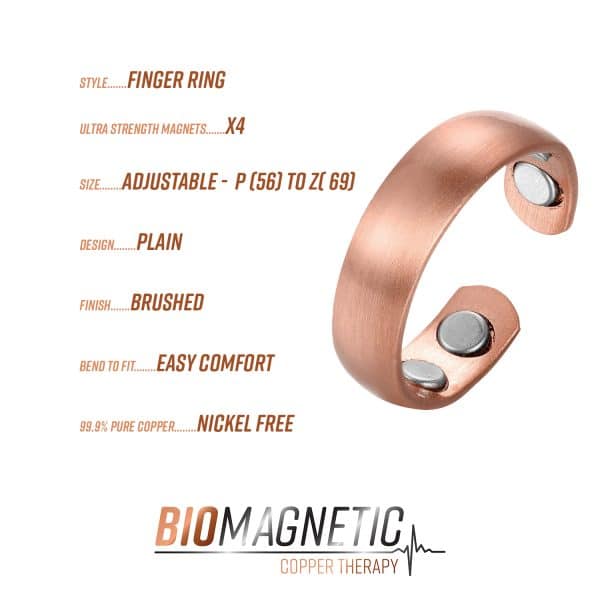 Plain Copper Healing Ring R6 Magnetic info graphic