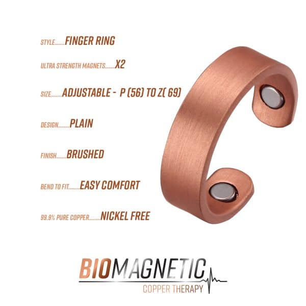 Chunky Copper Healing Ring R1 Magnetic info graphic